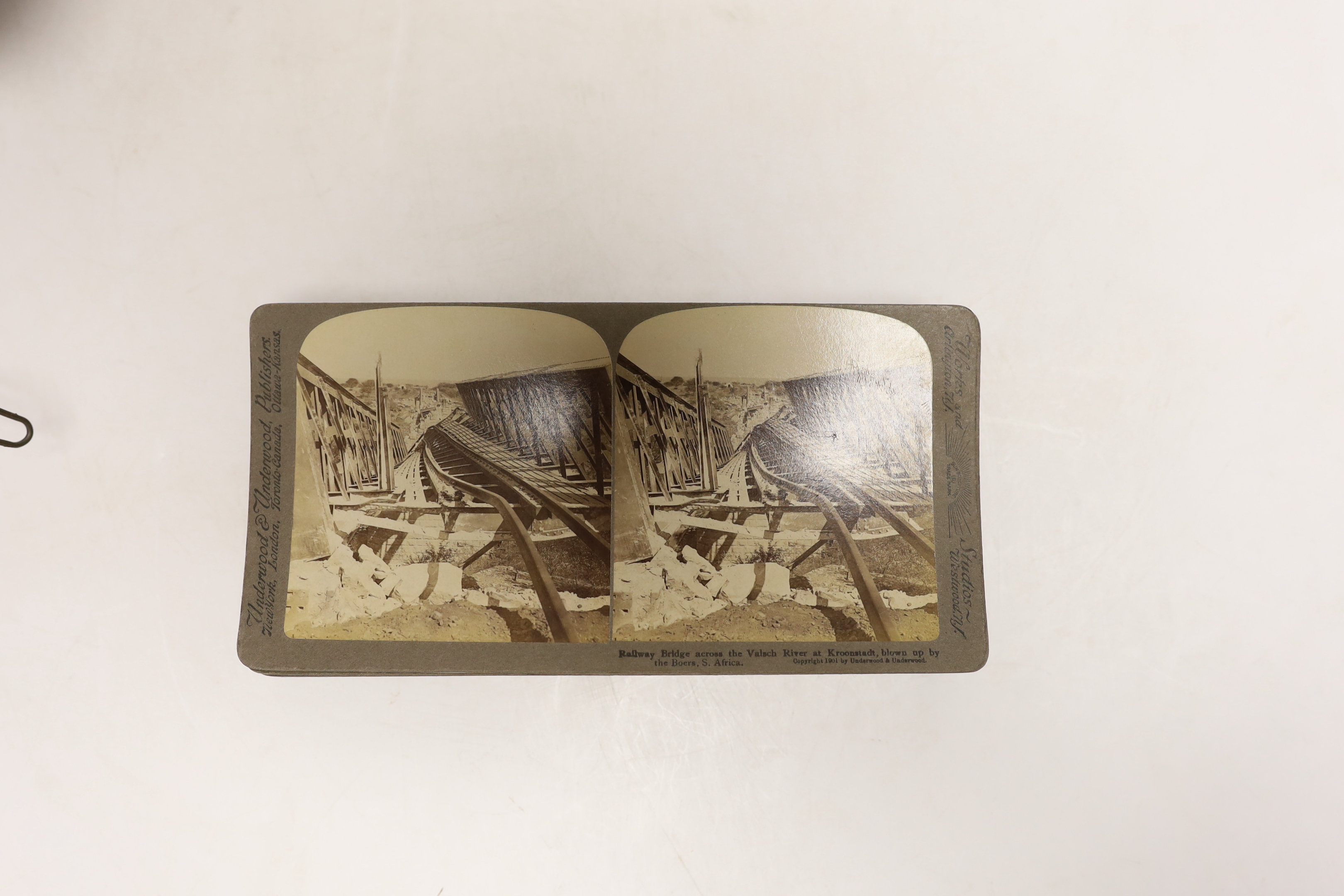 A stereoscopic viewer and assorted monochrome cards of Africa and India, etc.